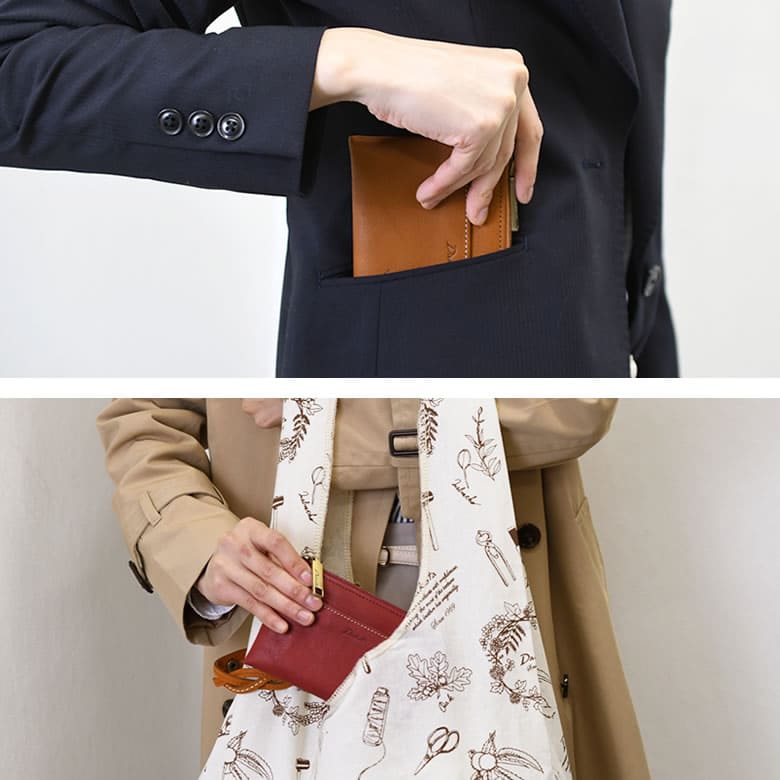 スリム財布 コンパクトサイズ 手のひらサイズの財布 お金もカードも入る ダコタ ラルゴ 国産 牛革 本革 ミニ財布 レディース 女性 キャメルマスタードブラウン