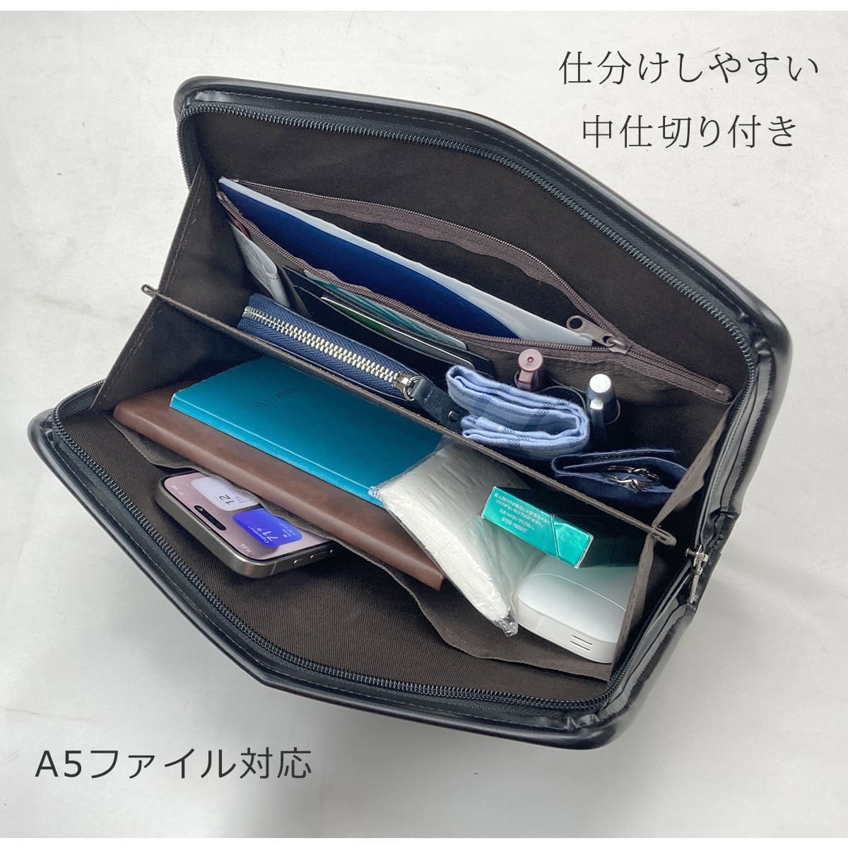 セカンドバッグ メンズ 日本製 40代 軽量 合皮製 豊岡鞄認定 ストラップ 2way 大きく開く ブランド 25963