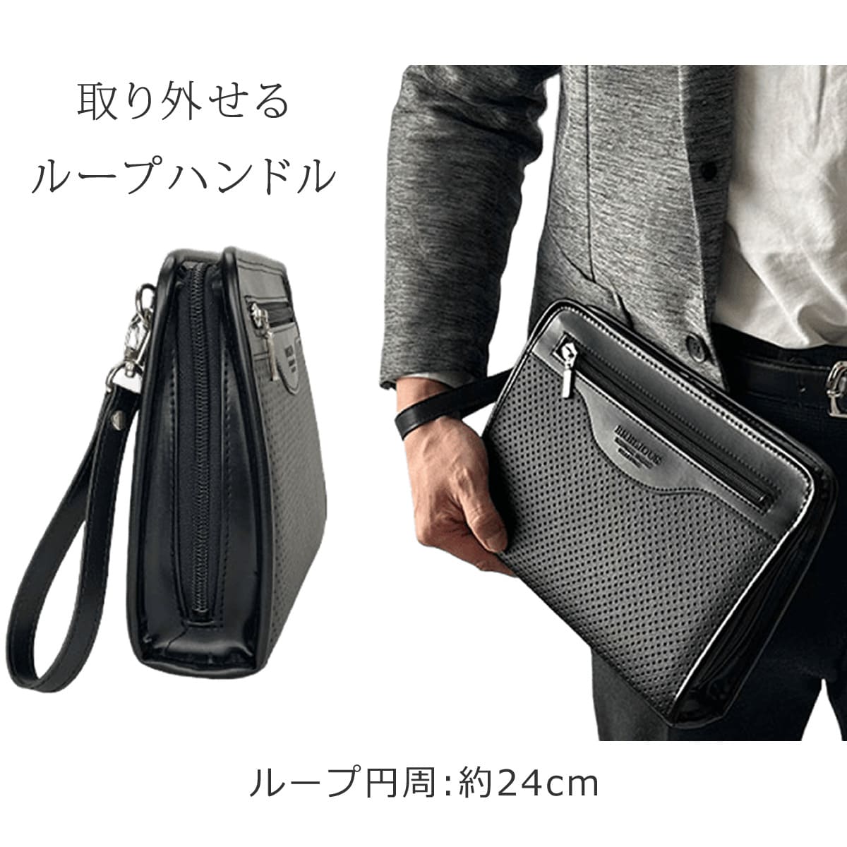 セカンドバッグ メンズ 日本製 40代 軽量 合皮製 豊岡鞄認定 ストラップ 2way 大きく開く ブランド 25964