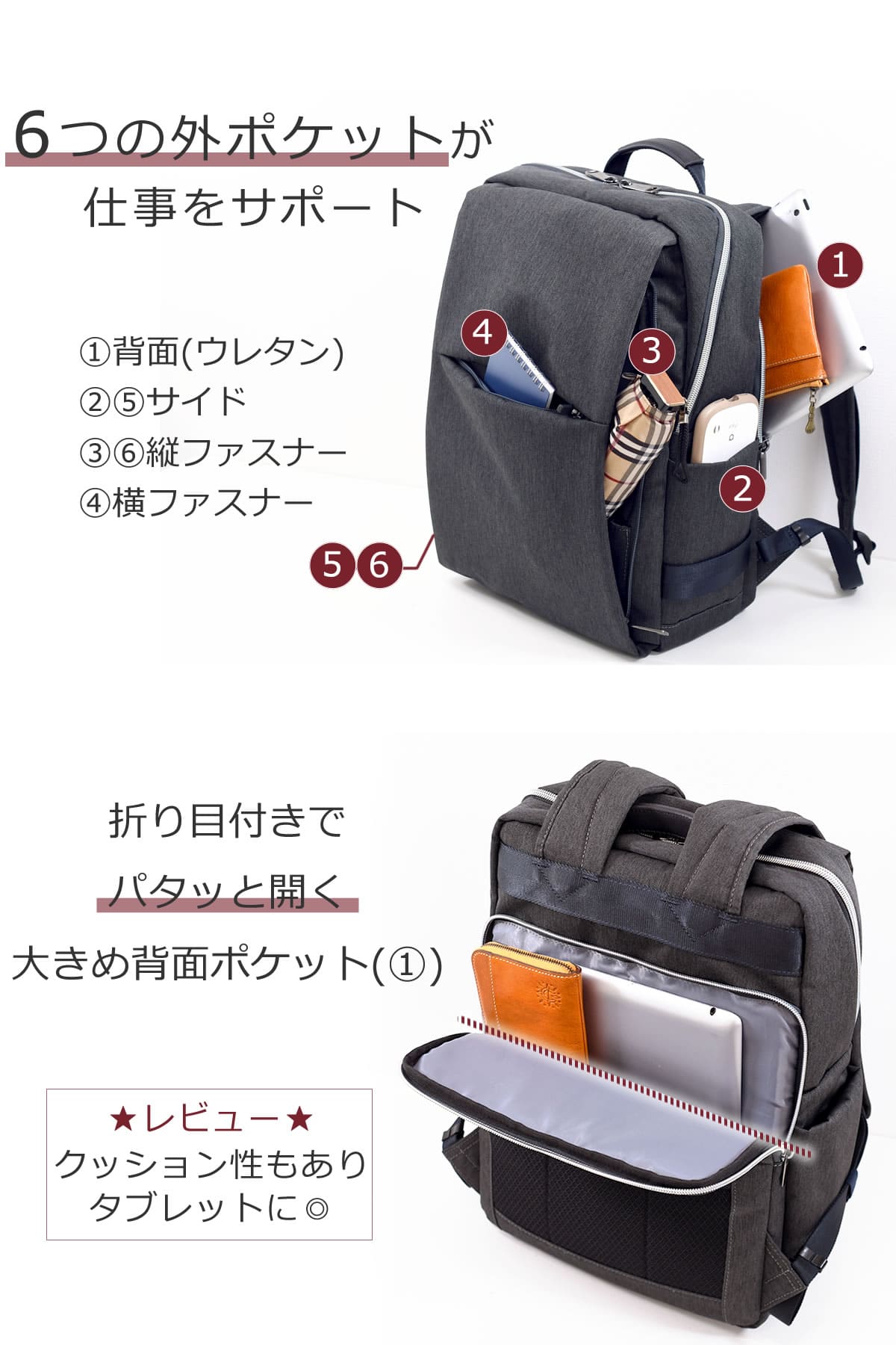 ビジネスリュック コスパ 人気ランキング ブランド パソコンリュック ポケット充実 タブレット傘 ペットボトル 貴重品