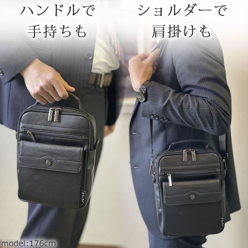 ポーチ メンズ ショルダー ミニポーチ ハンドル ストラップ 小型ポーチ 多機能ポーチ 革 レザー 本革 ショルダーバッグ 鞄