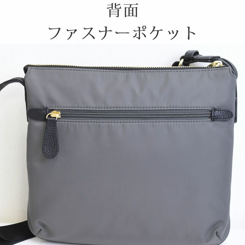 box21 ショルダーバッグ レディース ナイロン本革 薄マチ 軽量 斜めがけバッグ