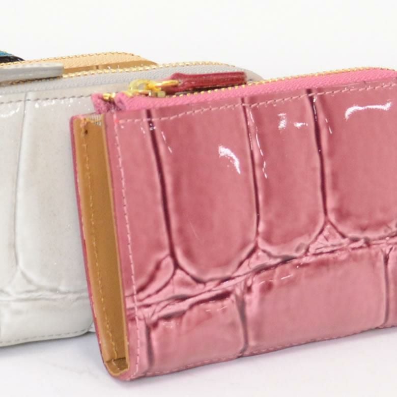 アルカン 小銭入れ コインケース パスケース レディース お札も入る 鍵 キーケース キーリング 一体型 カードポケット ICカード 定期入れ ミニ財布 薄型 スリム 日本製 本革 かわいい 小さい L字ファスナー