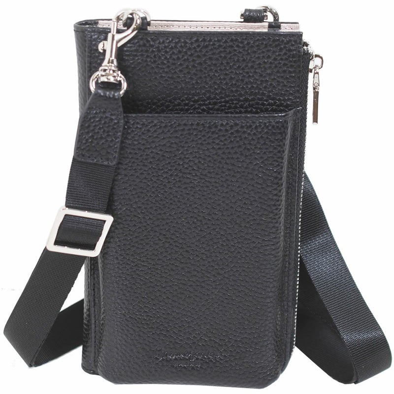 目々澤鞄 スマホショルダー 人気 スマホポシェット おしゃれ ストラップ ママ 財布付き 本革 軽い かわいい 財布機能 バッグいらず 縦型 ライトグレー グレー