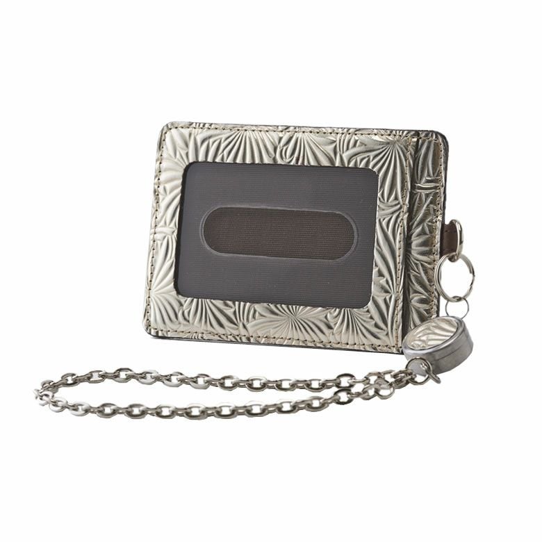 パスケース レディース リール付き 定期入れ 日本製 本革 Neutral Gray