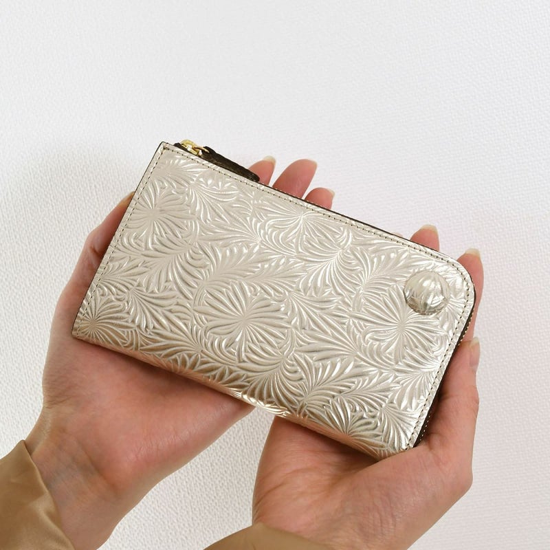 ミニ財布 レディース 人気 ブランド コンパクト スリム l字ファスナー 軽い 日本製 本革 ニュートラルグレイ1415675