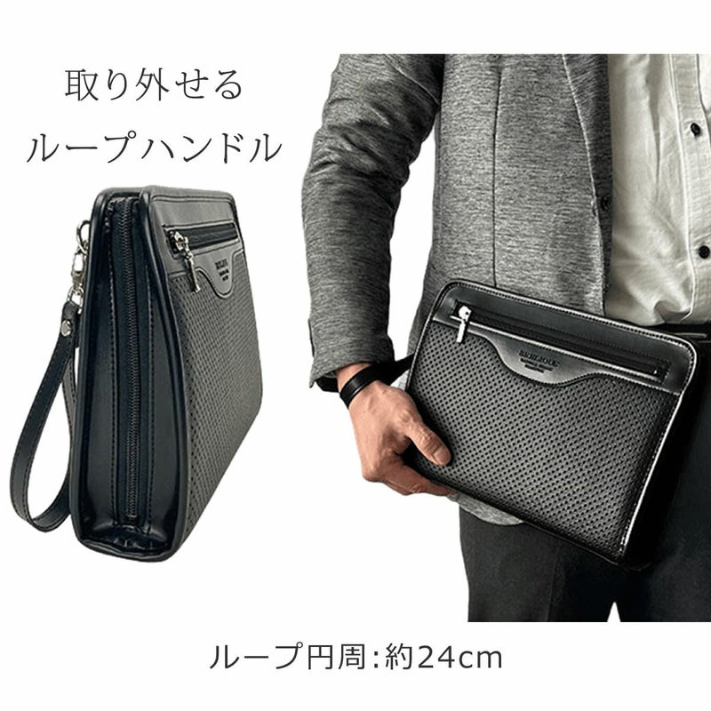 セカンドバッグ メンズ 日本製 40代 軽量 合皮製 豊岡鞄認定 ストラップ 2way 大きく開く ブランド ギフト 父の日 プレゼント 25963