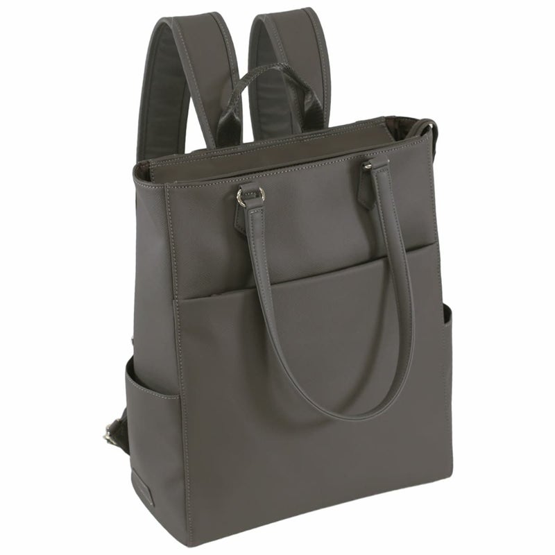 目々澤鞄 ビジネスリュック レディース 合皮 2way トート A4対応 軽量 おしゃれ きれいめ PC収納 通勤 営業 出張 自立 上品 グレー