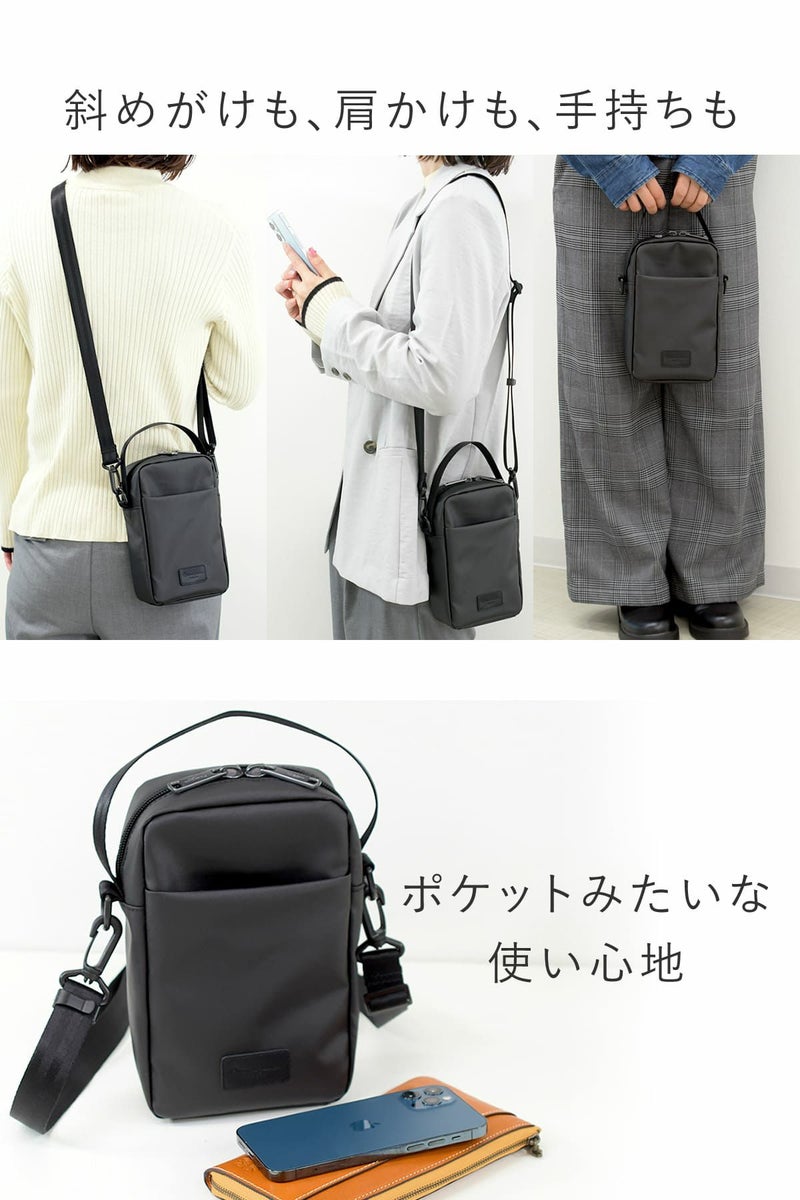 斜め掛け、肩掛け、ショルダーはずして手持ちにポケット感覚で使えるスマホショルダー