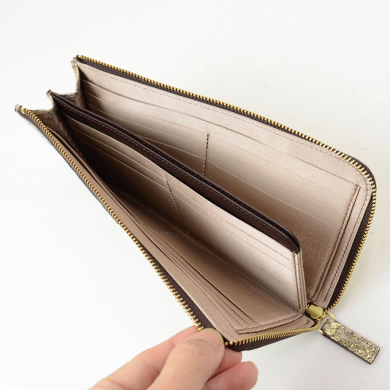 財布 レディース 長財布 L字ファスナー 薄い スリム 薄マチ カード入る 日本製 パイソン 蛇革 本革 使いやすい おしゃれ きれいめ 上品 大人 プレゼント arrukan アルカン