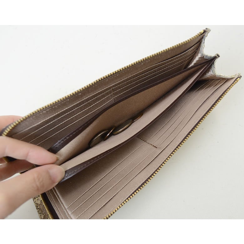 財布 レディース 長財布 L字ファスナー 薄い スリム 薄マチ カード入る 日本製 パイソン 蛇革 本革 使いやすい おしゃれ きれいめ 上品 大人 プレゼント arrukan アルカン