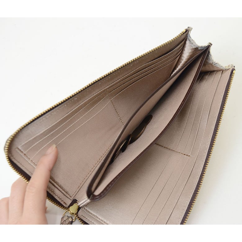 財布 レディース 長財布 L字ファスナー 薄い スリム 薄マチ カード入る 日本製 パイソン 蛇革 本革 使いやすい おしゃれ きれいめ 上品 大人 プレゼント arrukan アルカン