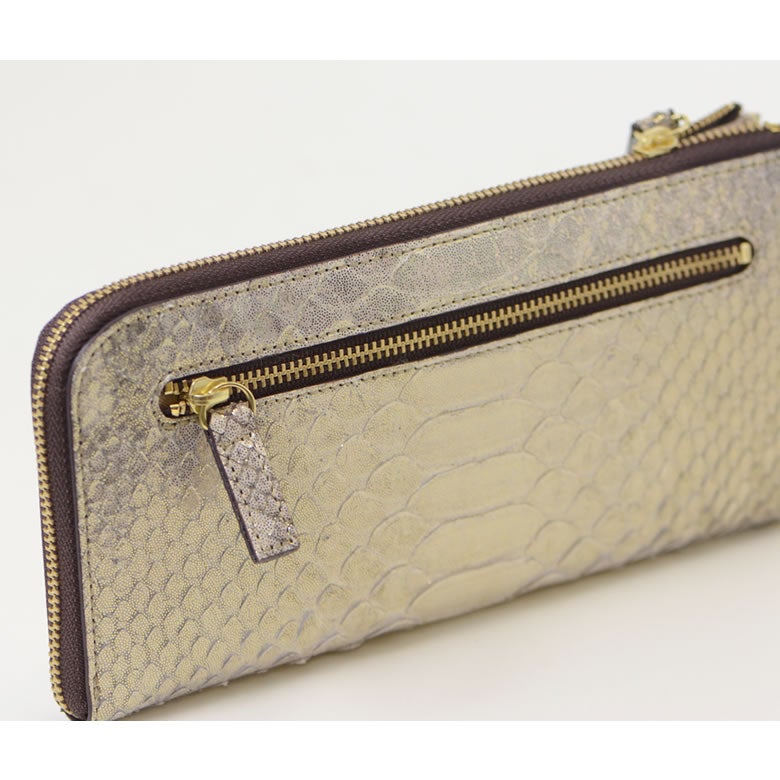 財布 レディース 長財布 L字ファスナー 薄い スリム 薄マチ カード入る 日本製 パイソン 蛇革 本革 使いやすい おしゃれ きれいめ 上品 大人 プレゼント arrukan アルカン