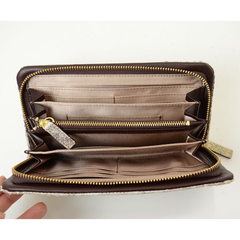 財布 レディース 長財布 コの字ファスナー 大容量 カードたくさん入る 日本製 パイソン 蛇革 本革 使いやすい おしゃれ きれいめ 上品 大人 金運 開運 高級感 プレゼント ギフト 風水 arukan アルカン 1533615