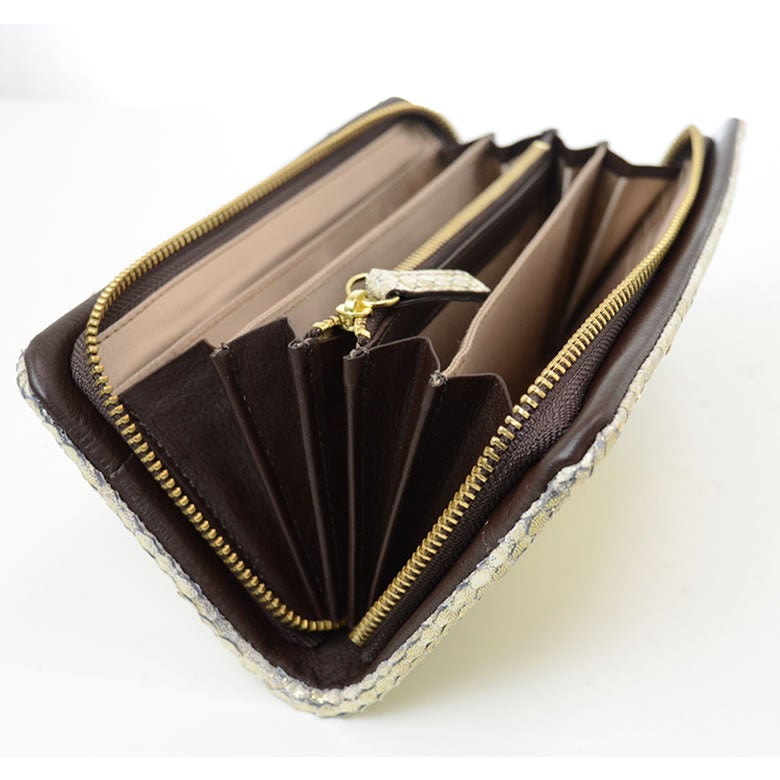 財布 レディース 長財布 コの字ファスナー 大容量 カードたくさん入る 日本製 パイソン 蛇革 本革 使いやすい おしゃれ きれいめ 上品 大人 金運 開運 高級感 プレゼント ギフト 風水 arukan アルカン 1533615