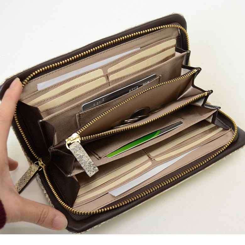 財布 レディース 長財布 コの字ファスナー 大容量 カードたくさん入る 日本製 パイソン 蛇革 本革 使いやすい おしゃれ きれいめ 上品 大人 金運 開運 高級感 プレゼント ギフト 風水 arukan アルカン 1533615