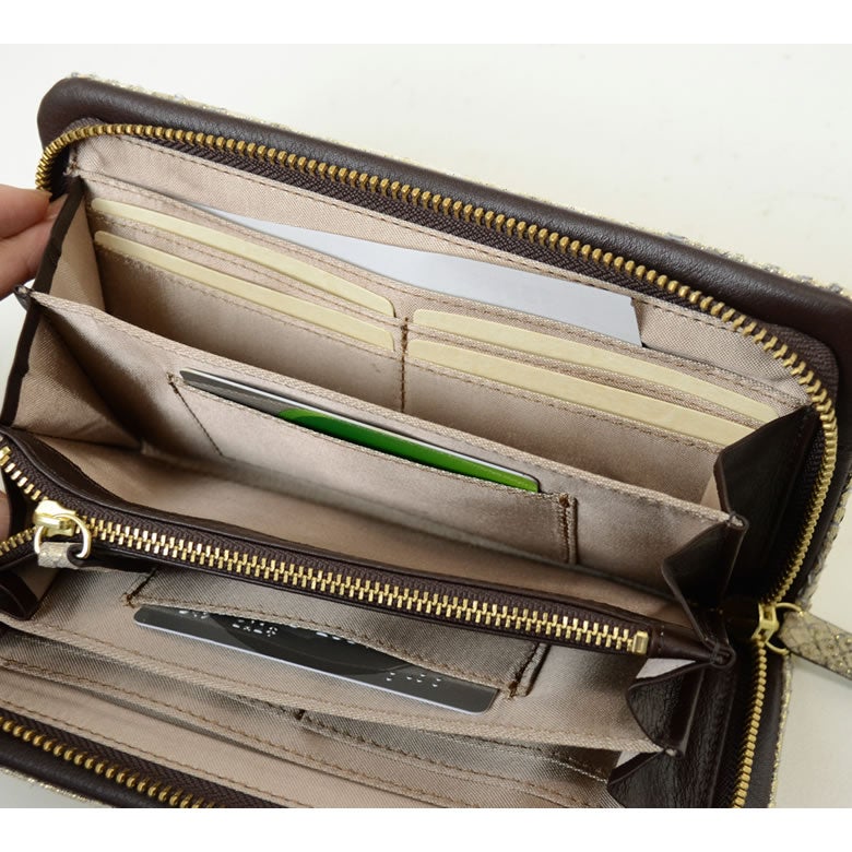 財布 レディース 長財布 コの字ファスナー 大容量 カードたくさん入る 日本製 パイソン 蛇革 本革 使いやすい おしゃれ きれいめ 上品 大人 金運 開運 高級感 プレゼント ギフト 風水 arukan アルカン 1533615