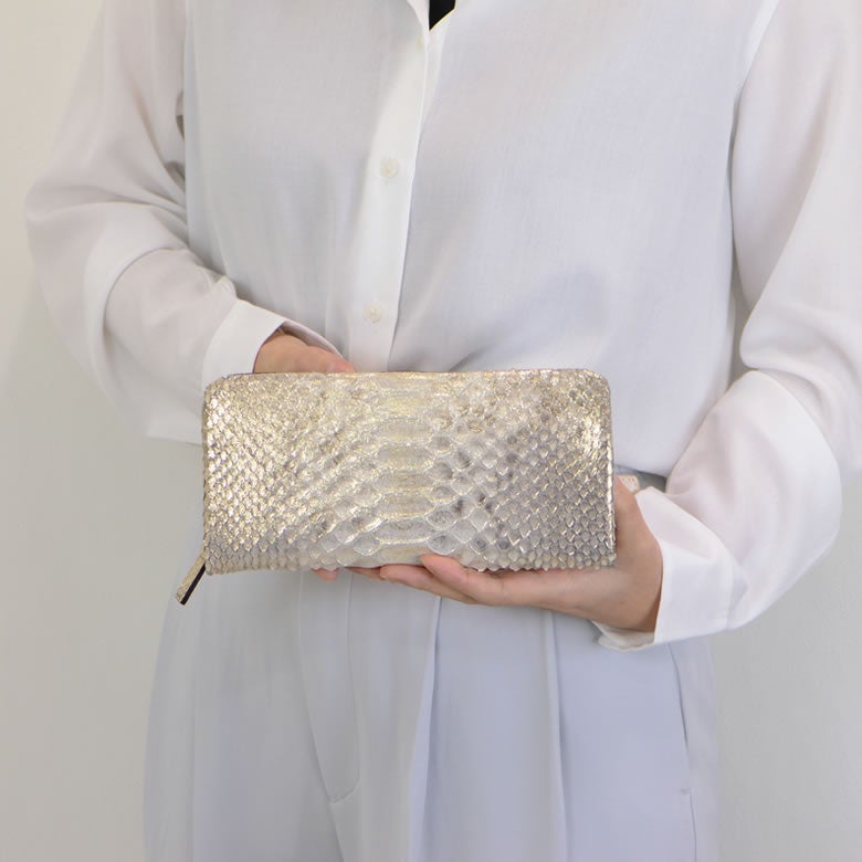 財布 レディース 長財布 コの字ファスナー 大容量 カードたくさん入る 日本製 パイソン 蛇革 本革 使いやすい おしゃれ きれいめ 上品 大人 金運 開運 高級感 プレゼント ギフト 風水 arukan アルカン 1533615