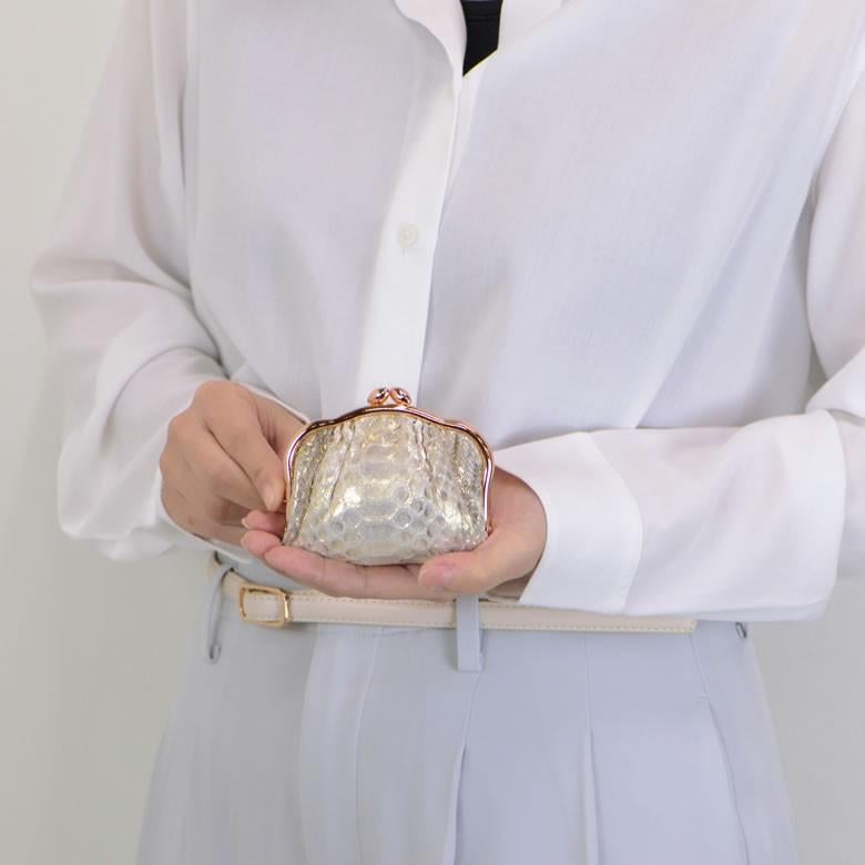 財布 レディース がま口 小銭入れ 日本製 パイソン 蛇革 本革 コンパクト 使いやすい おしゃれ 上品 大人 arukan アルカン 513602