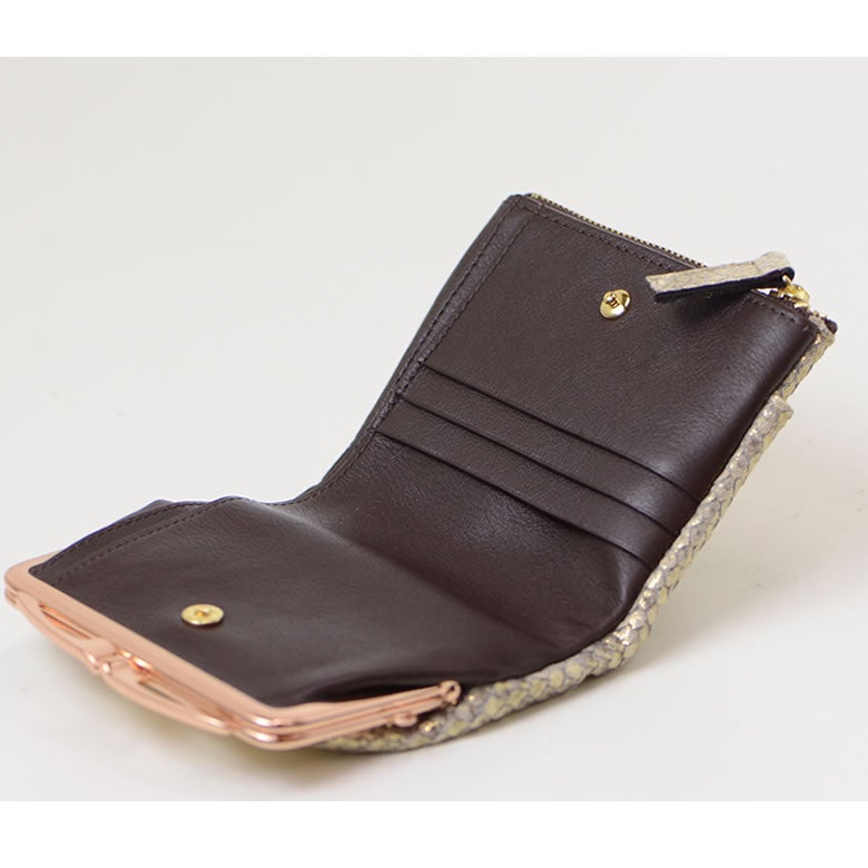 財布 レディース 二つ折り 日本製 パイソン 蛇革 本革 コンパクト カードたくさん入る 使いやすい おしゃれ 上品 大人 arukan アルカン 1521615