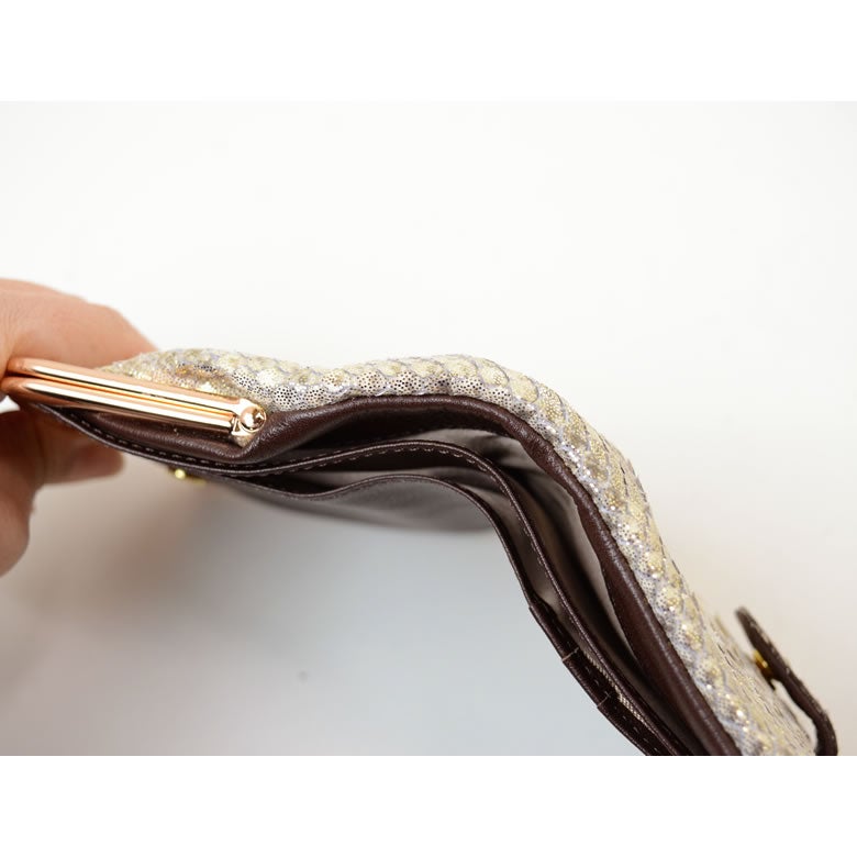 財布 レディース 二つ折り 日本製 パイソン 蛇革 本革 コンパクト カードたくさん入る 使いやすい おしゃれ 上品 大人 arukan アルカン 1521615