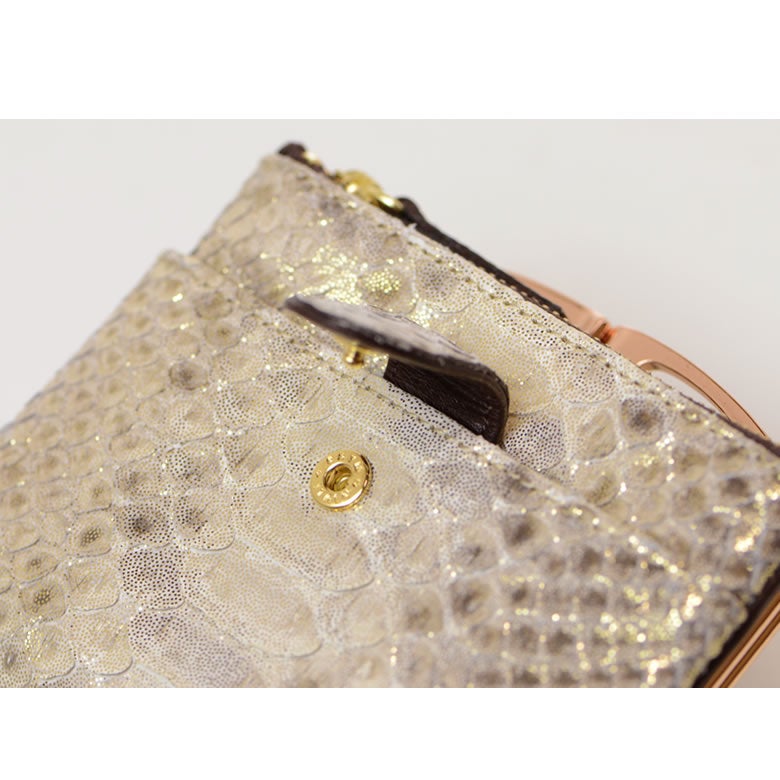 財布 レディース 二つ折り 日本製 パイソン 蛇革 本革 コンパクト カードたくさん入る 使いやすい おしゃれ 上品 大人 arukan アルカン 1521615