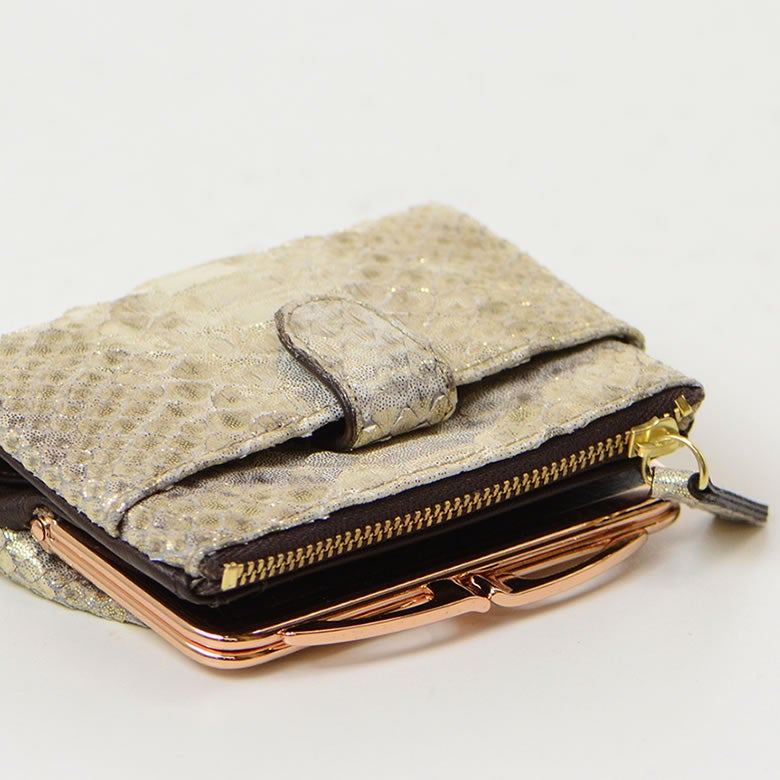 財布 レディース 二つ折り 日本製 パイソン 蛇革 本革 コンパクト カードたくさん入る 使いやすい おしゃれ 上品 大人 arukan アルカン 1521615