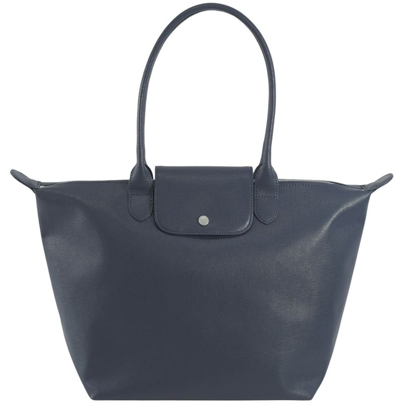 トートバッグ レディース 軽量 きれいめ 上品 A4対応 大容量 合皮 通勤バッグ 自立 底鋲付き マチ広 収納力 高見え シンプル おしゃれ 肩掛け ファスナー付き ビジネストート 仕事用 ネイビー