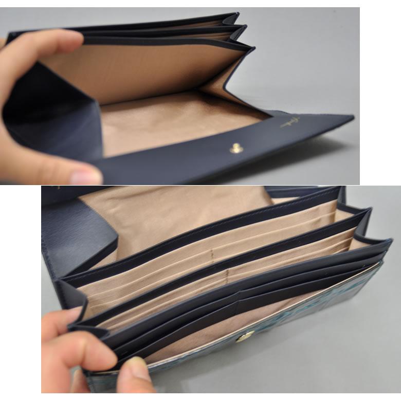  Arukan アルカン 長財布 レディース かぶせ ジャバラ 小銭入れ 本革 日本製 テールワニ