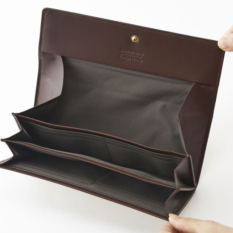長財布 レディース 大容量 ギャルソン かぶせ 本革 日本製 Neutral Gray 